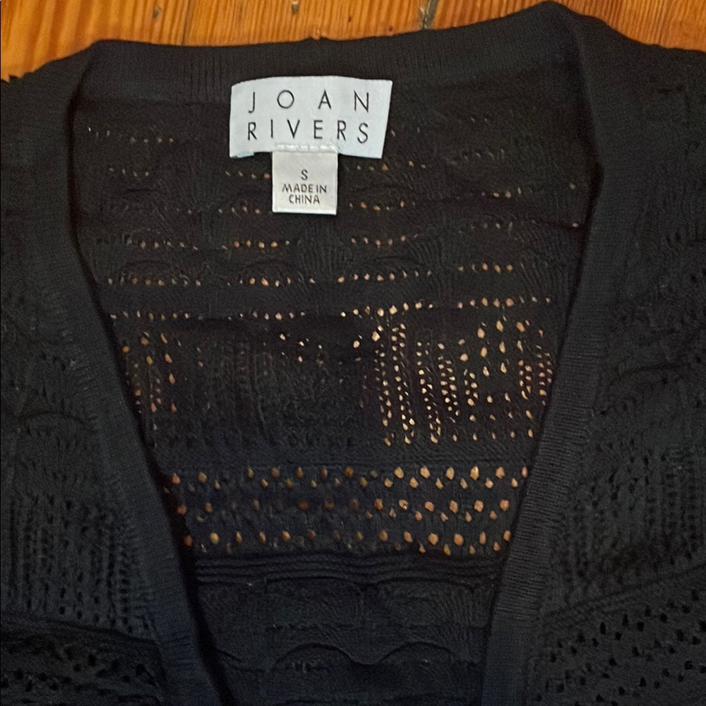 Joan Rivers Black Open-Knit Cardigan